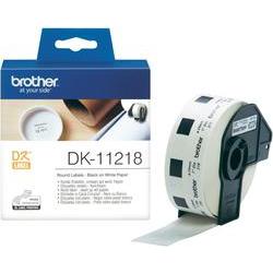 [DK11218] Brother DK11218 - Etiquetas Originales Precortadas Circulares - 24 mm de Diametro - 1000 Unidades - Texto negro sobre fondo blanco