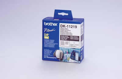 [DK11219] Brother DK11219 - Etiquetas Originales Precortadas Circulares - 12 mm de Diametro - 1200 Unidades - Texto negro sobre fondo blanco