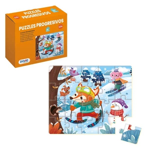 [DO65005] Dohe Puzzle Infantil de 20 Piezas - Tematica La Nieve - Fabricado en Doble Capa de Carton - Capa Intermedia de Contrachapado - Estimula la Imaginacion - A partir de 2 Años y Medio