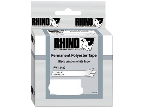 [DY18482] Dymo Rhino ID1-9 Cinta de Etiquetas Original para Rotuladora - Texto Negro sobre Fondo Blanco - Ancho 9mm x 5.5 metros - 18482