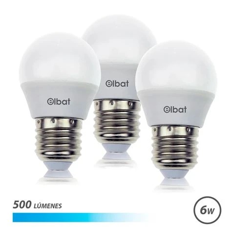 [EB0460] Elbat Pack de 3 Bombillas LED G45 de 6W - 500LM - Base E27 - Luz Fria