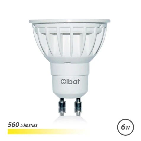 [EB0465] Elbat Bombilla LED GU10 6W 560LM Luz Calida - Ahorro de Energia - Larga Vida Util - Facil Instalacion - Color Blanco Calido