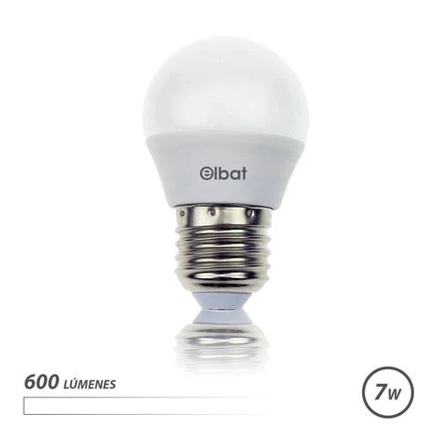 [EB0488] Elbat Bombilla LED - Potencia: 7W - Lumenes: 600 - Tipo de Luz: 4000K Luz Blanca - Casquillo: E27 - Angulo: 220º - Dimensiones: 45X78mm - 30000 Horas de Vida - 15000 Encendidos - Color Blanco