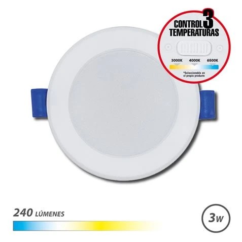 [EB0521] Elbat Downlight Circular 3W - 240Lm - Selector 3 Temperaturas - Color Blanco