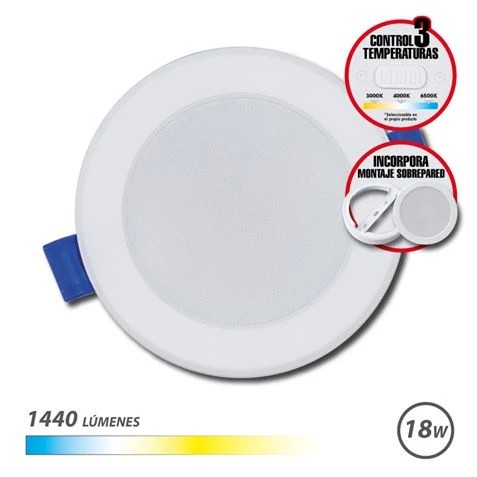 [EB0525] Elbat Downlight Circular 18W - 1440Lm - Selector 3 Temperaturas+Sobrepared - Color Blanco