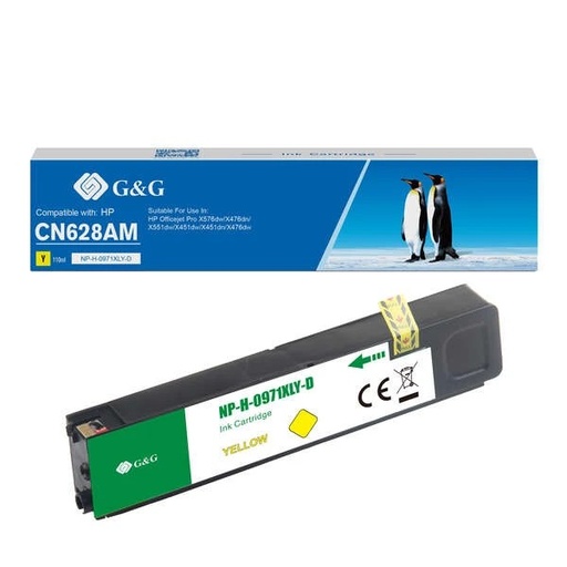[GG-971XLY(PG)] G&G HP 971XL Amarillo Cartucho de Tinta Pigmentada Generico - Reemplaza CN628AE/CN624AE