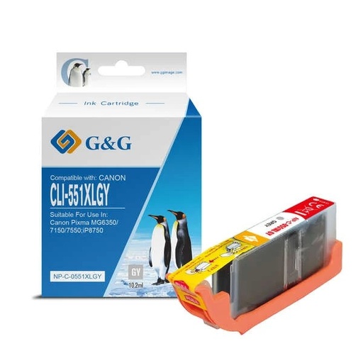 [GG-CLI551XLGY] G&G Canon CLI551XL Gris Cartucho de Tinta Generico - Reemplaza 6447B001/6512B001