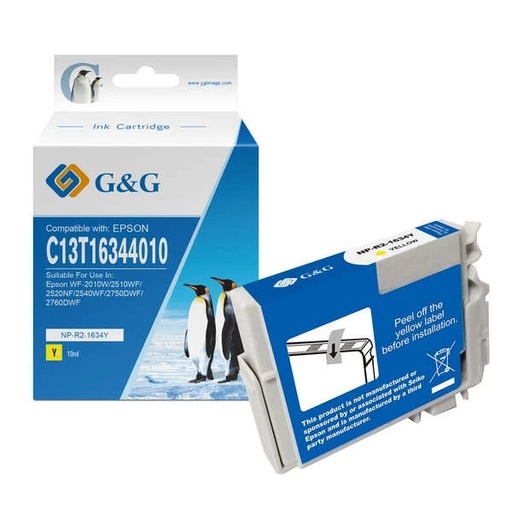 [GG-T1634] G&G Epson T1634/T1624 (16XL) Amarillo Cartucho de Tinta Generico - Reemplaza C13T16344012/C13T16244012