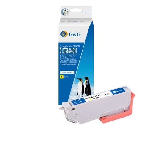 [GG-T2634] G&G Epson T2634/T2614 (26XL) Amarillo Cartucho de Tinta Generico - Reemplaza C13T26344012/C13T26144012