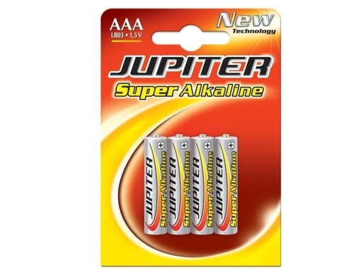[JU040309] Jupiter Pack de 4 Pilas Alcalinas LR03 AAA - Alta Tecnologia - Fiabilidad - Elevado Rendimiento - Maximas Prestaciones