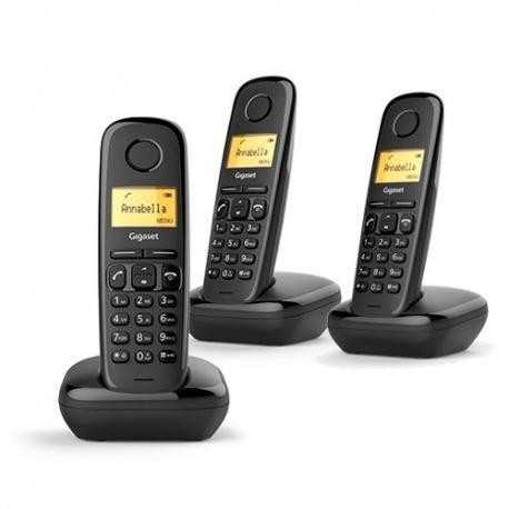 [L36852-H2802-D211] Gigaset A170 Trio Telefono Inalambrico Dect + 2 Supletorios - Identificador de Llamadas - Bloqueo de Teclado - Control de Volumen