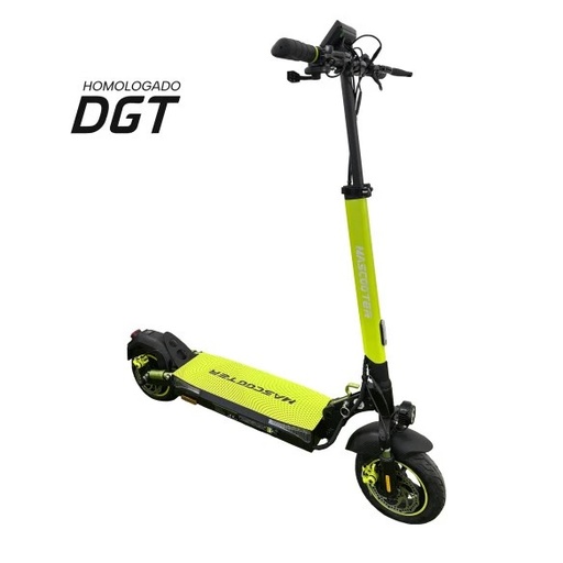 [PM0037] Mascooter S4 Patinete Electrico Motor 600W - Homologado DGT - Autonomia hasta 25km - Carga Maxima 120kg - Ruedas 10" - Color Negro/Amarillo