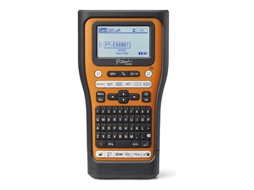 [PTE560BTSP] Brother PT-E560BTSP Rotuladora Electronica Bluetooth - Con Conexion a PC - Pantalla LCD - Ancho Max. de Cinta 18mm - Velocidad de Impresion 30 mm/s - Color Negro/Naranja