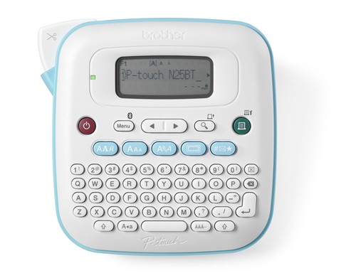[PTN25BT] Brother PT-N25BT Rotuladora Electronica de Sobremesa Portatil Bluetooth - Pantalla LCD - 3 Tipos de Letra, 15 Marcos y 250 Simbolos - Ancho de Cinta 12mm - Corte de Cinta Manual - Teclado QWERTY - Color Azul/Blanco