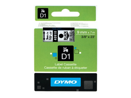 [S0720670] Dymo D1 40910 Cinta de Etiquetas Original para Rotuladora - Texto negro sobre fondo blanco - Ancho 9mm x 7 metros - S0720670