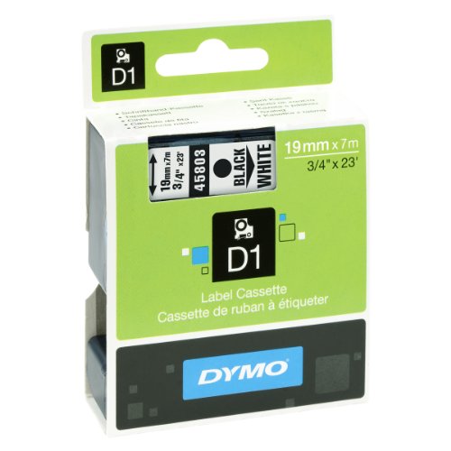 [S0720830] Dymo D1 45803 Cinta de Etiquetas Original para Rotuladora - Texto Negro sobre Fondo Blanco - Ancho 19mm x Largo 7m