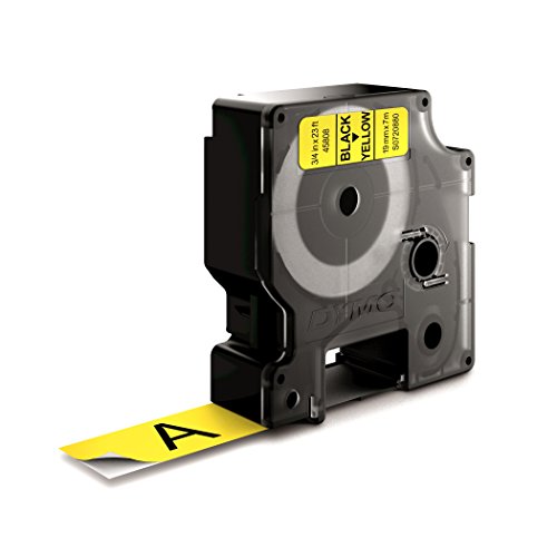 [S0720880] Dymo D1 45808 Cinta de Etiquetas Original para Rotuladora - Texto Negro sobre Fondo Amarillo - Ancho 19mm x Largo 7m