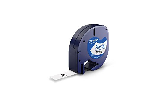 [S0721660] Dymo LetraTag S0721610/S0721660 Cinta de Etiquetas Original para Rotuladora - Texto negro sobre fondo blanco - Ancho 12mm x 4 metros (91201/91221)
