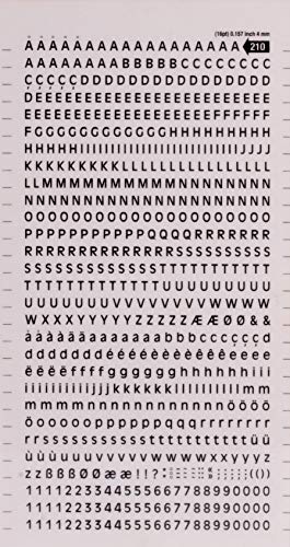 [SDD210F] Apli Letras y Numeros Transferibles Super 4mm - 706 Caracteres - Negros Intensos