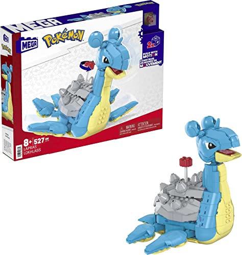 [SDDHKT26] Mattel Mega Construx Wonder Builders Pokemon Lapras - Figura de Construccion - Tamaño 20cm aprox. - 527 Piezas