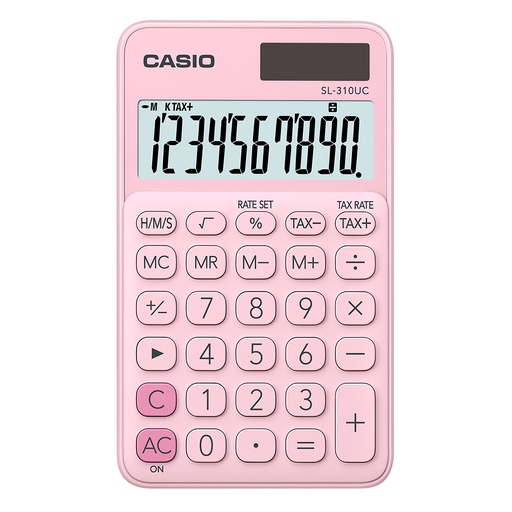 [SL-310UC-PK] Casio SL-310UC Calculadora de Bolsillo - Calculo de Impuestos - Pantalla LCD de 10 Digitos - Solar y Pilas - Color Rosa