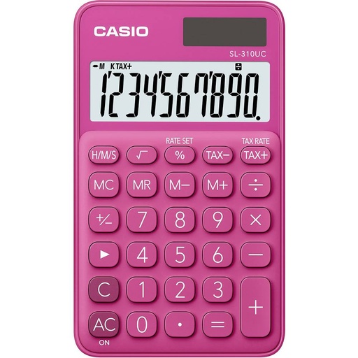 [SL-310UC-RD] Casio SL-310UC Calculadora de Bolsillo - Calculo de Impuestos - Pantalla LCD de 10 Digitos - Solar y Pilas - Color Rojo