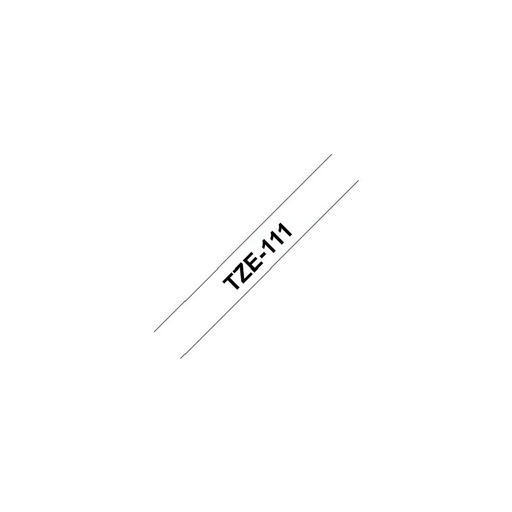 [TZE111] Brother TZe111 Cinta Laminada Original de Etiquetas - Texto negro sobre fondo transparente - Ancho 6mm x 8 metros