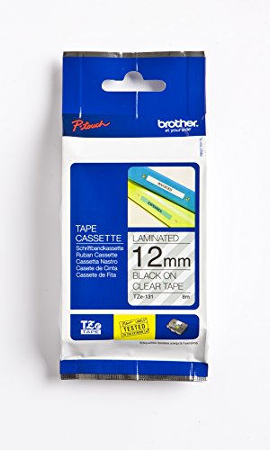[TZE131] Brother TZe131 Cinta Laminada Original de Etiquetas - Texto negro sobre fondo transparente - Ancho 12mm x 8 metros