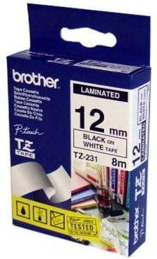 [TZE231] Brother TZe231 Cinta Laminada Original de Etiquetas - Texto negro sobre fondo blanco - Ancho 12mm x 8 metros