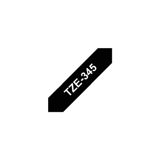 [TZE345] Brother TZe345 Cinta Laminada Original de Etiquetas - Texto blanco sobre fondo negro - Ancho 18mm x 8 metros