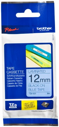 [TZE531] Brother TZe531 Cinta Laminada Original de Etiquetas - Texto negro sobre fondo azul - Ancho 12mm x 8 metros