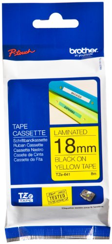 [TZE641] Brother TZe641 Cinta Laminada Original de Etiquetas - Texto negro sobre fondo amarillo - Ancho 18mm x 8 metros