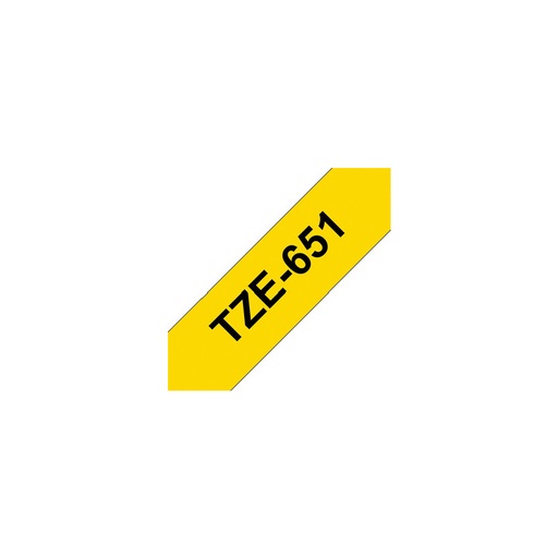 [TZE651] Brother TZe651 Cinta Laminada Original de Etiquetas - Texto negro sobre fondo amarillo - Ancho 24mm x 8 metros