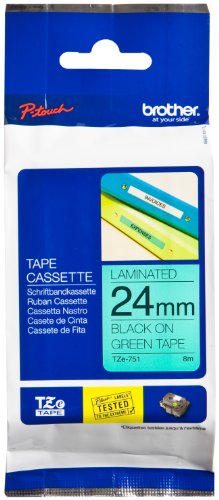 [TZE751] Brother TZe751 Cinta Laminada Original de Etiquetas - Texto negro sobre fondo verde - Ancho 24mm x 8 metros