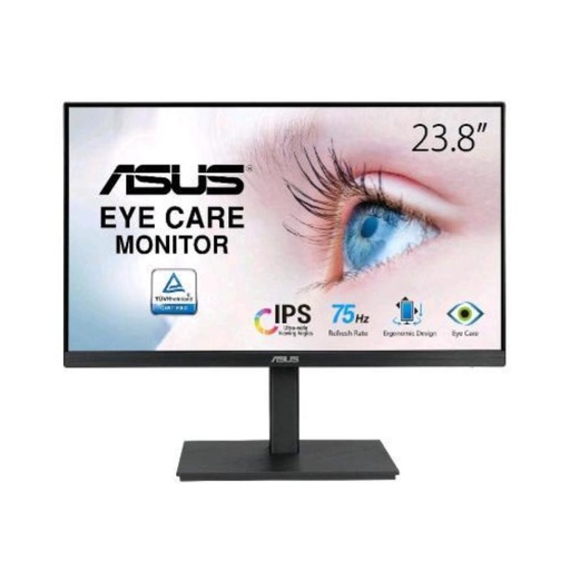 [VA24EQSB-W] Asus Monitor 23.8" IPS LED FullHD 1080p 75Hz - Respuesta 5ms - Ajustable en Altura y Giratorio - Angulo de Vision 178° - 16:9 - Altavoces - HDMI, DPort - VESA 100x100mm - Color Blanco