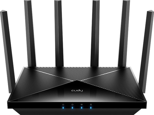 [WR11000] Cudy Router WiFi 7 Mesh Tribanda BE11000 de 2.5G - Velocidad hasta 2500Mbps - 4 Puertos - 6 Antenas Fijas de 5dBi - Tecnologia MU-MIMO - Color Negro