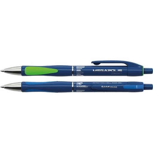 [00031] Erichkrause Boligrafo Automatico Megapolis Concept - Cuerpo Satinado Redondo - Zona de Agarre Ergonomica - Punta de 5 Canales - Tinta de Secado Rapido - Color Azul