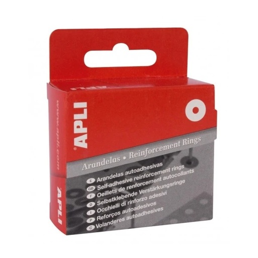 [00091] Apli Caja de 500 Arandelas de Refuerzo Ø13mm - Ideal para Escuela, Oficina y Hogar - Alta Resistencia a Tirones y Rozaduras - Color Transparente