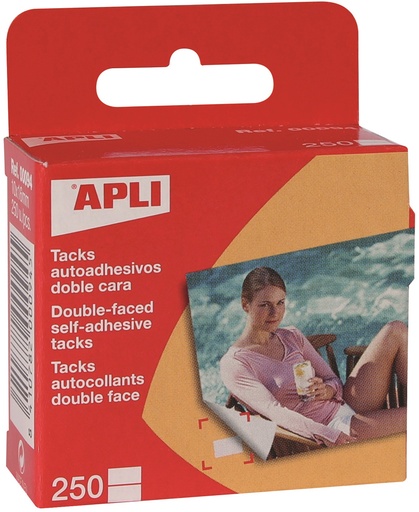 [00094] Apli Pack de 250 Tacks Autoadhesivos Doble Cara 10x16mm - Ideal para Fotos, Scrapbooking y Manualidades - Libre de Acidos - Transparente