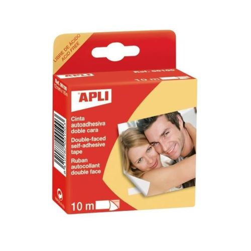 [00100] Apli Dispensador Doble Cara 12x10 - Facil Extraccion - Resistente y Duradero - Adhesion Instantanea - para Reparaciones y Trabajos Manuales - Color Transparente
