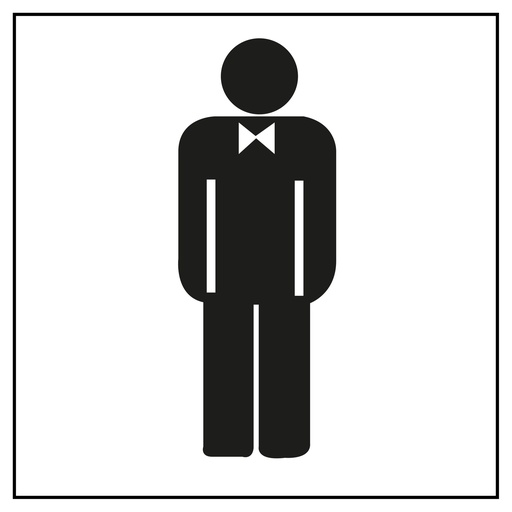 [00836] Apli Pegatina en PVC para Señalizacion de Lavabo Caballeros - Medidas 114x114mm - Adhesivo Permanente - Dibujo Negro sobre Fondo Blanco
