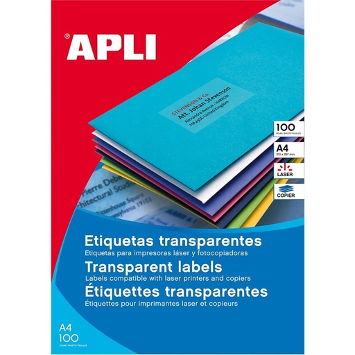 [01223] Apli Etiquetas Translucidas Resistentes Intemperie 48.5 x 25.4mm 20 Hojas