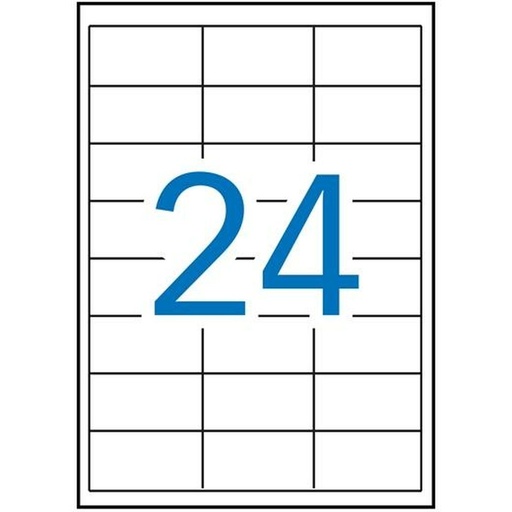 [01263] Apli Pack de 2.400 Etiquetas Rectangulares 64.6 x 33.8 mm - 100 Hojas por 24 Etiquetas - Adhesivo Permanente - Cantos Rectos - Color Blanco