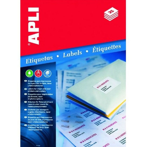 [01280] Apli Pack de 400 Etiquetas Rectangulares 105x148mm - 100 Hojas por 4 Etiquetas - Adhesivo Permanente - Cantos Rectos - Color Blanco