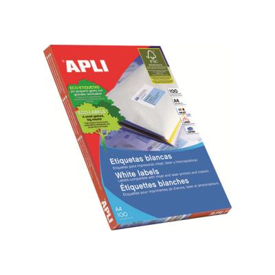 [01289] Apli Pack de 1.200 Etiquetas Rectangulares 105x48mm - 100 Hojas por 12 Etiquetas - Adhesivo Permanente - Cantos Rectos - Color Blanco