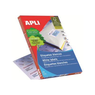 [01299] Apli Pack de 2.000 Etiquetas Rectangulares 105x29mm - 100 Hojas por 20 Etiquetas - Adhesivo Permanente - Cantos Rectos - Color Blanco