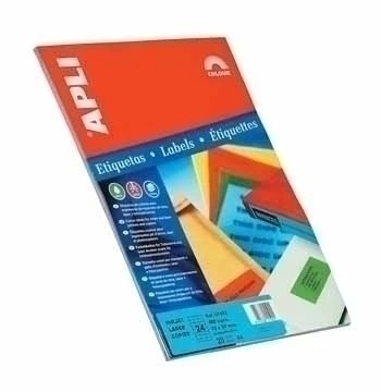 [01592] Apli Pack de 480 Etiquetas 70x37mm - 20 Hojas por 24 Etiquetas - Adhesivo Permanente - Cantos Rectos - Color Azul