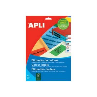 [01593] Apli Pack de 480 Etiquetas Rectangulares 70x37mm - 20 Hojas por 24 Etiquetas - Adhesivo Permanente - Cantos Rectos - Color Rojo