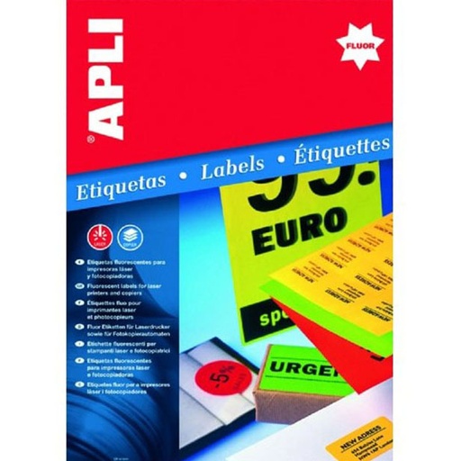 [01601] Apli Etiquetas Rojas Permanentes 210.0 x 297.0mm 20 Hojas