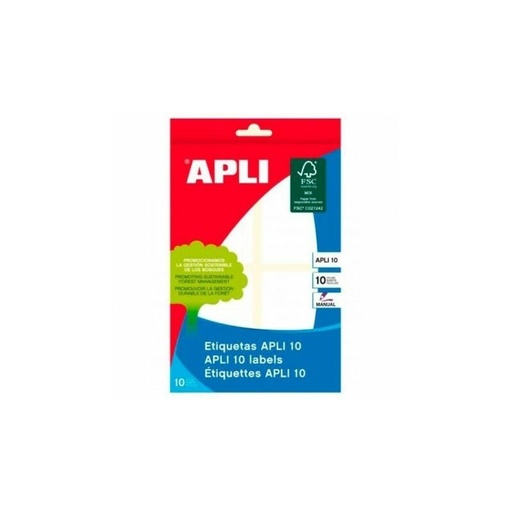 [01655] Apli Etiquetas 10 Blancas 40.0 x 75.0mm 10 Hojas